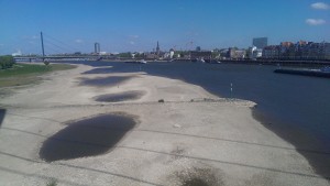 Altstadt und Carlstadt - mit NIedrigwasser am Rhein